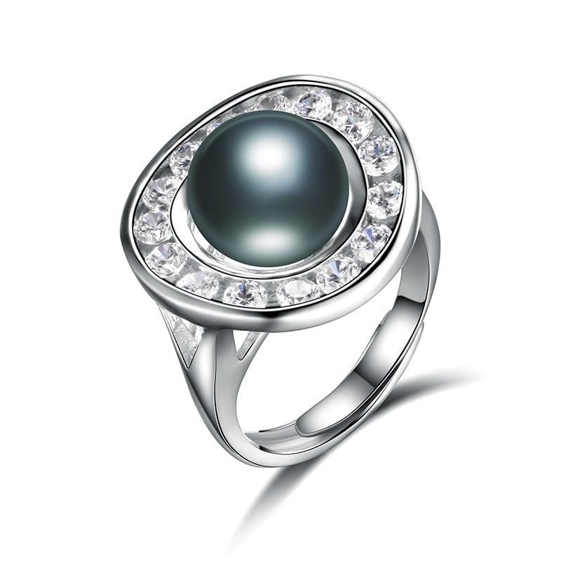 Real Natural Black Pearl Ring For Women