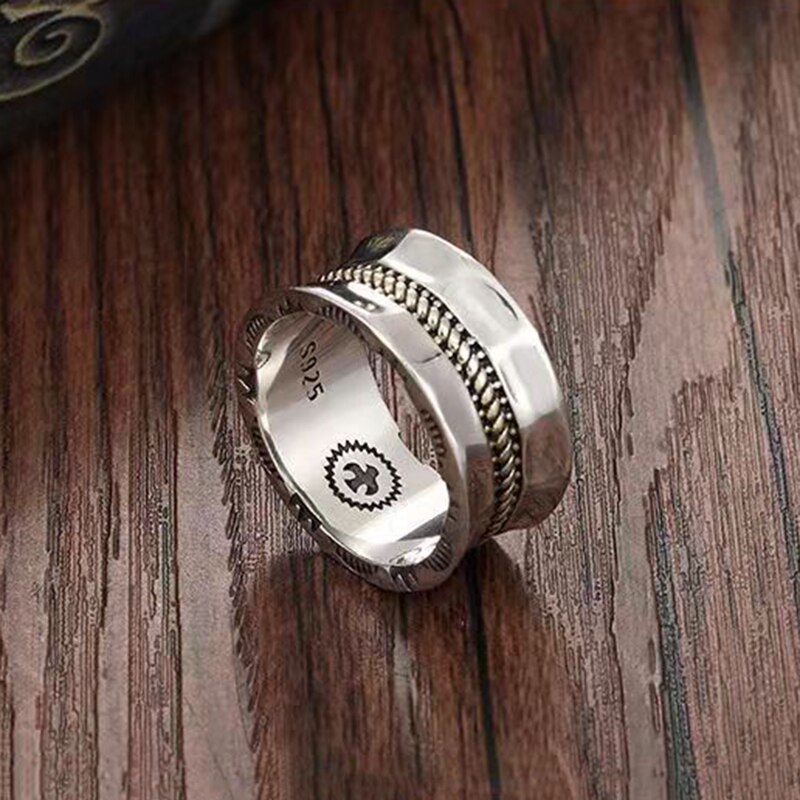 Original design Thai silver hemp rope shaped opening adjustable ring