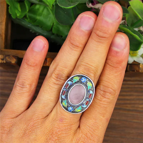 Vintage Oval Quartz Lapis Rings For Women