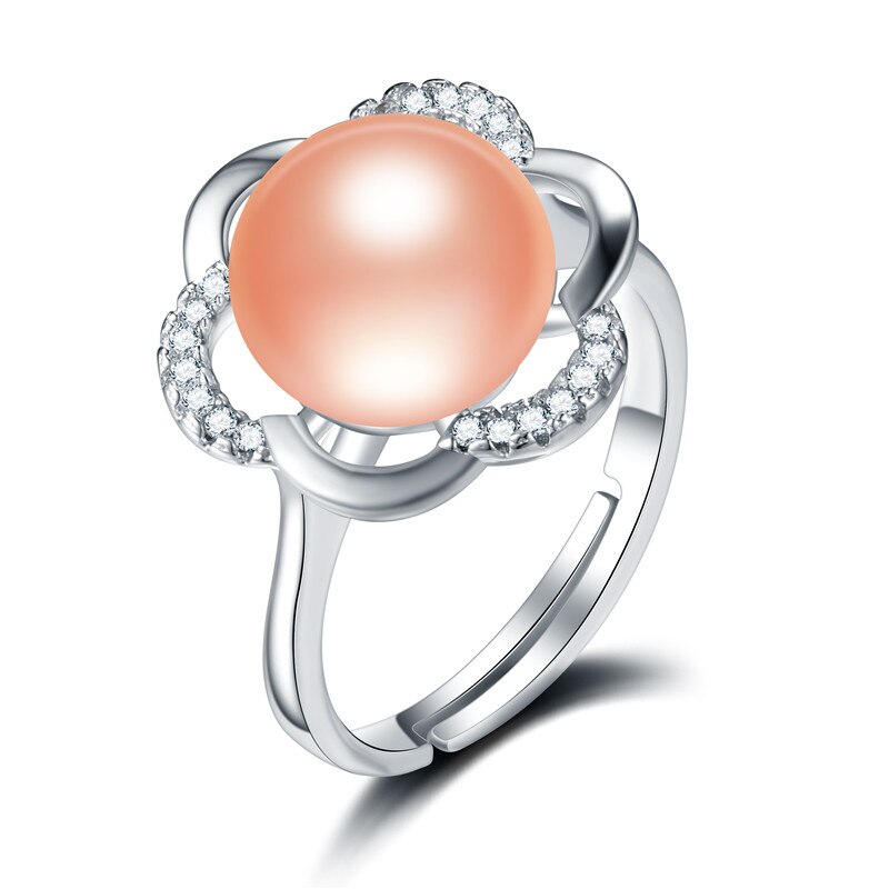 AAAA 10-11mm High Luster White Bread Round Natural Pearl Ring For Women