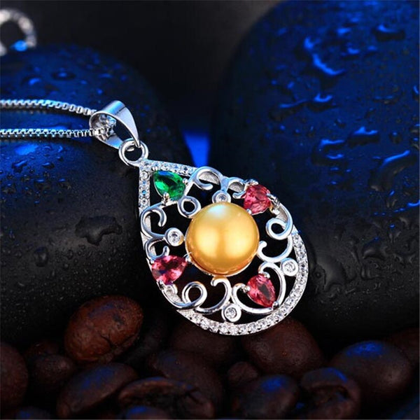 Women Jewelry 925 Sterling Silver Colorful Zircon Pendant Necklace