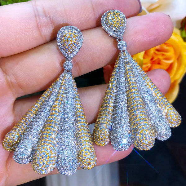 Luxury MAXI SIZE Big Dangle Earrings For Women Wedding Design Cubic Zirconia DUBAI Bridal Earring