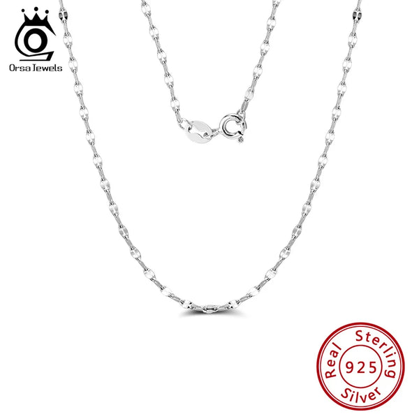 925 Sterling Silver 2.3mm Twist Flake Chain Necklace for Women