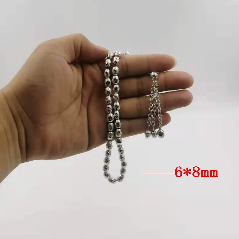 Tasbih Metal silvers Color Stars and moon beads muslim Rosary 33paryer beads bracelet