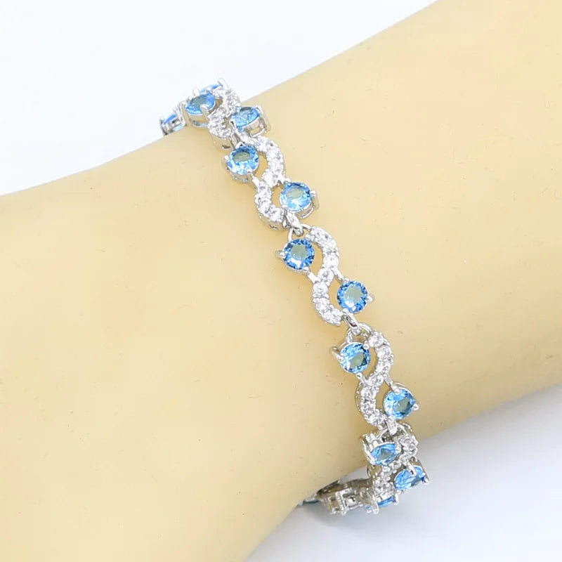 Blue Opal Earrings Rings Necklace Pendant Zircon Bracelet Gift