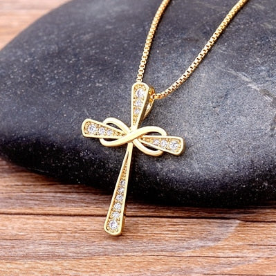 Top Quality Cubic Zirconia Cross Pendant Choker Chain Necklace Men Women