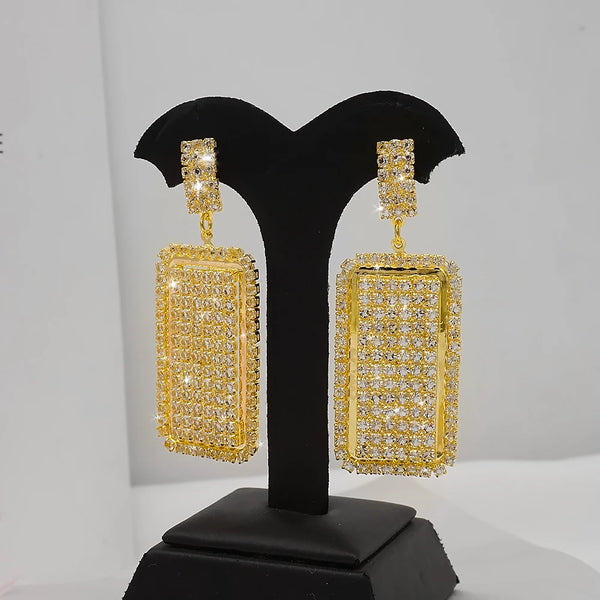 Zircon Earrings Jewelry women fashion geometric gold Color earrings Earrings