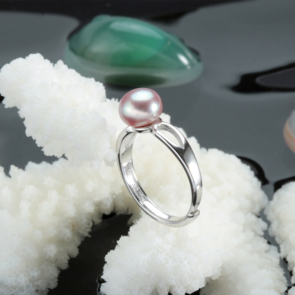 Fashion White Natural Pearl Adjustable Rings For Women