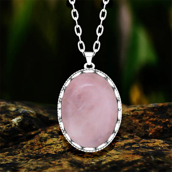 Vintage Natural Rose Quartz Lapis Necklace For Women