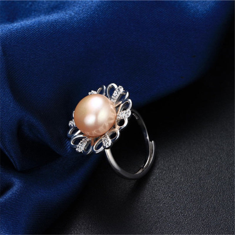 Love six petals flower 10-11mm natural freshwater pearl ring for women gift