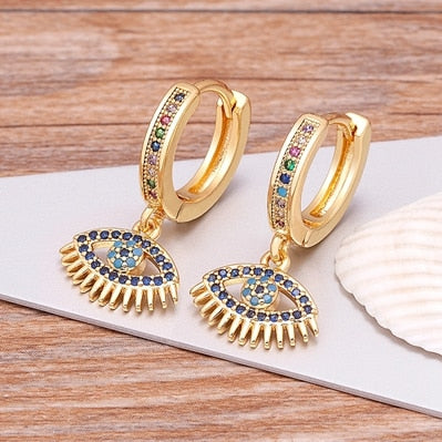 Hot Sale Fashion Gold Color Turkish Evil Eye Hoop Earrings