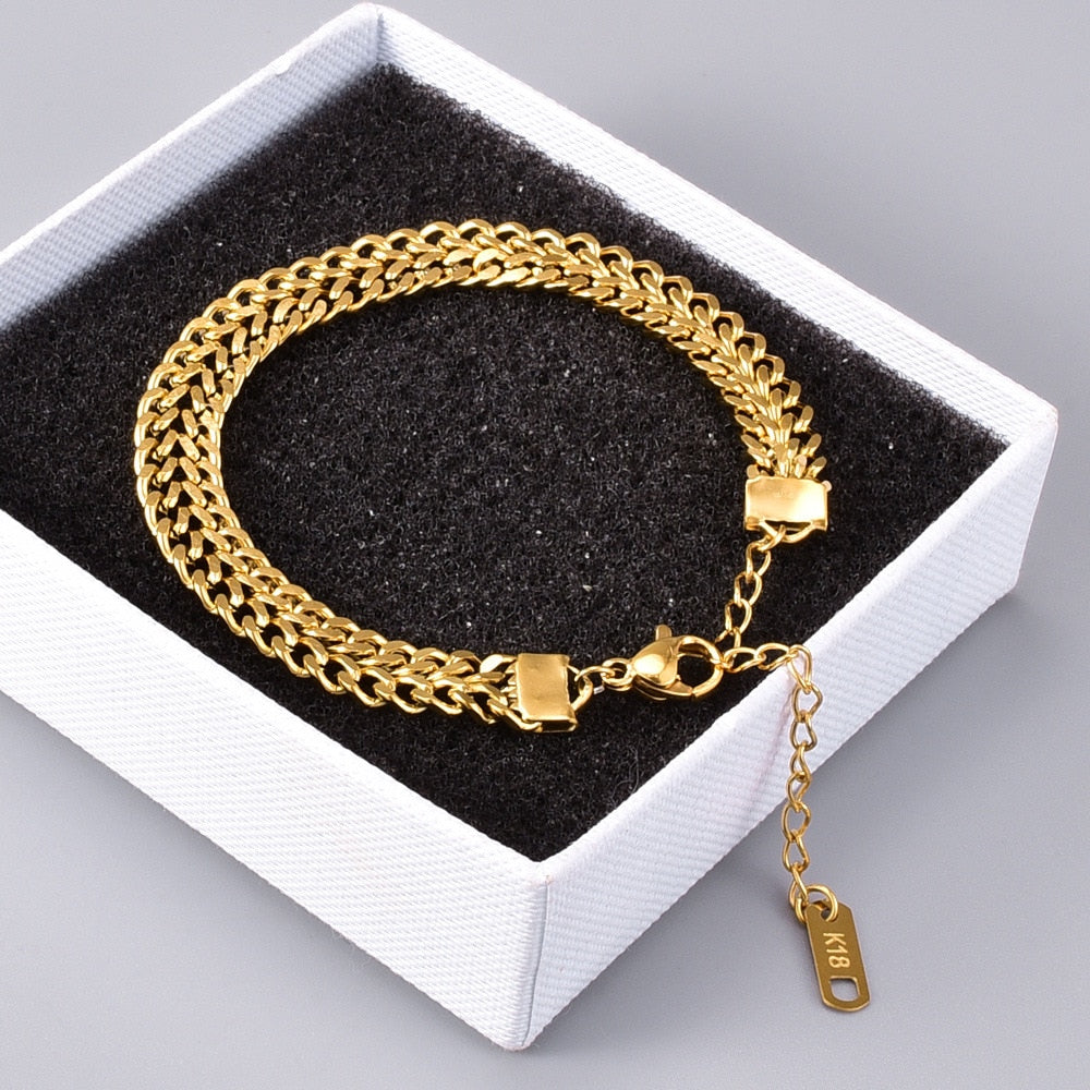 Stainless Steel Bracelet High Quality Gold Color Heavy Metal Texture Bracelet for Women