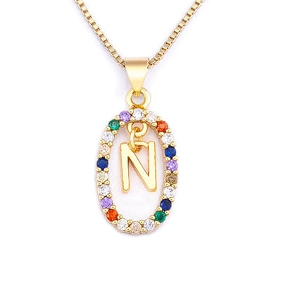 New Hot Sale Colorful 26 Letters A - Z Initial M S C K Alphabet Pendant Long Chain Necklace