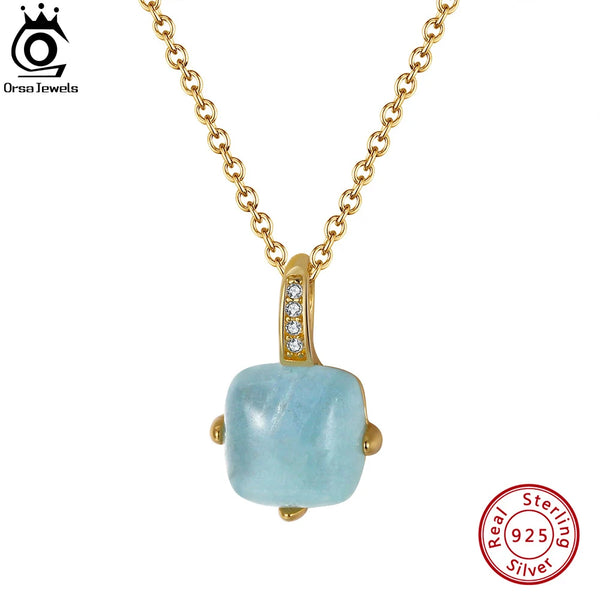 Natural Aquamarine Pendant Necklace for Women