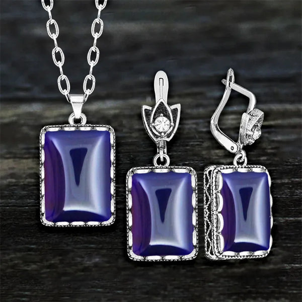 Vintage Square Transparent Crystal Set For Women