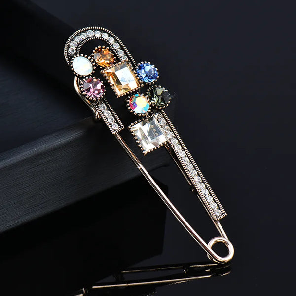 Vintage Color Square Crystal Pin Brooches For Women