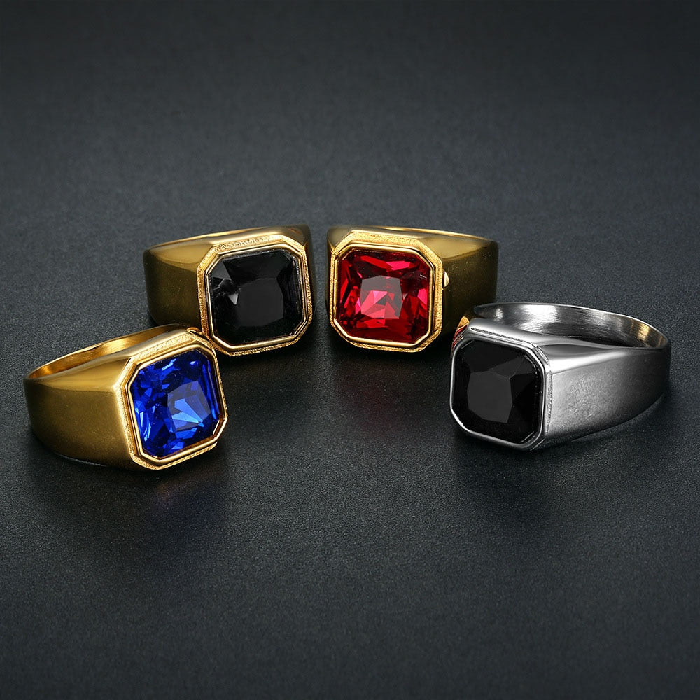 Classic Red/Blue/Black Stone Ring Men And Women