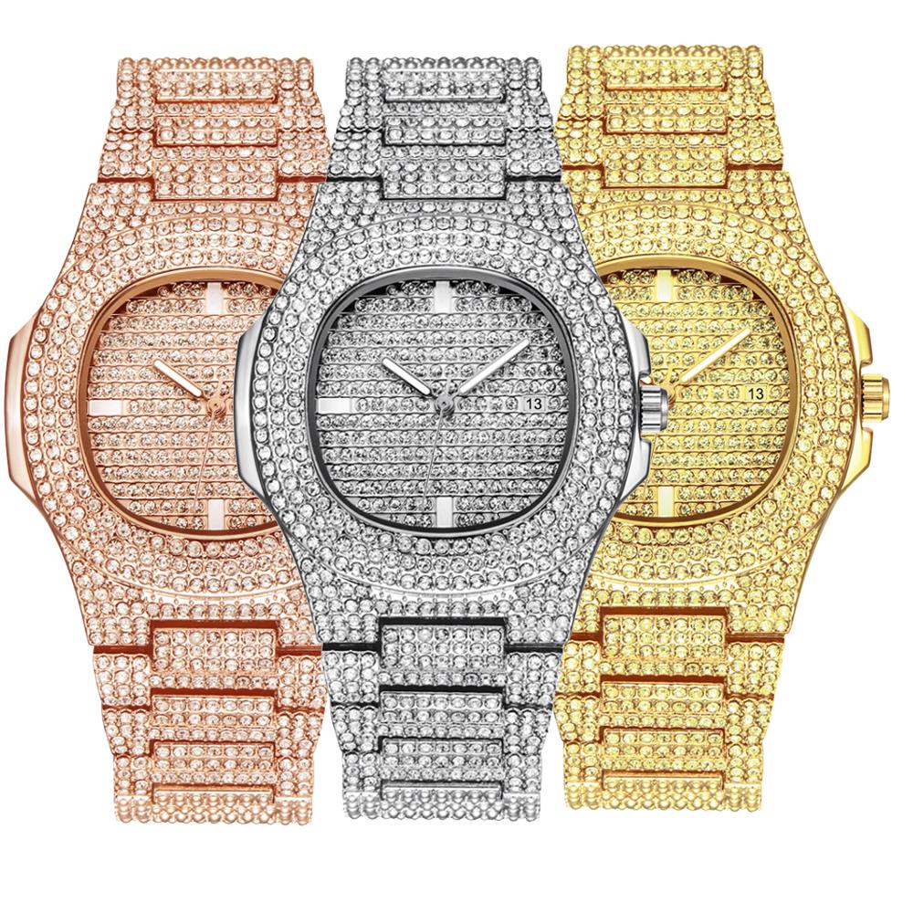 CZ  Iced Out Diamond Watch Quartz Gold HIP HOP Watches