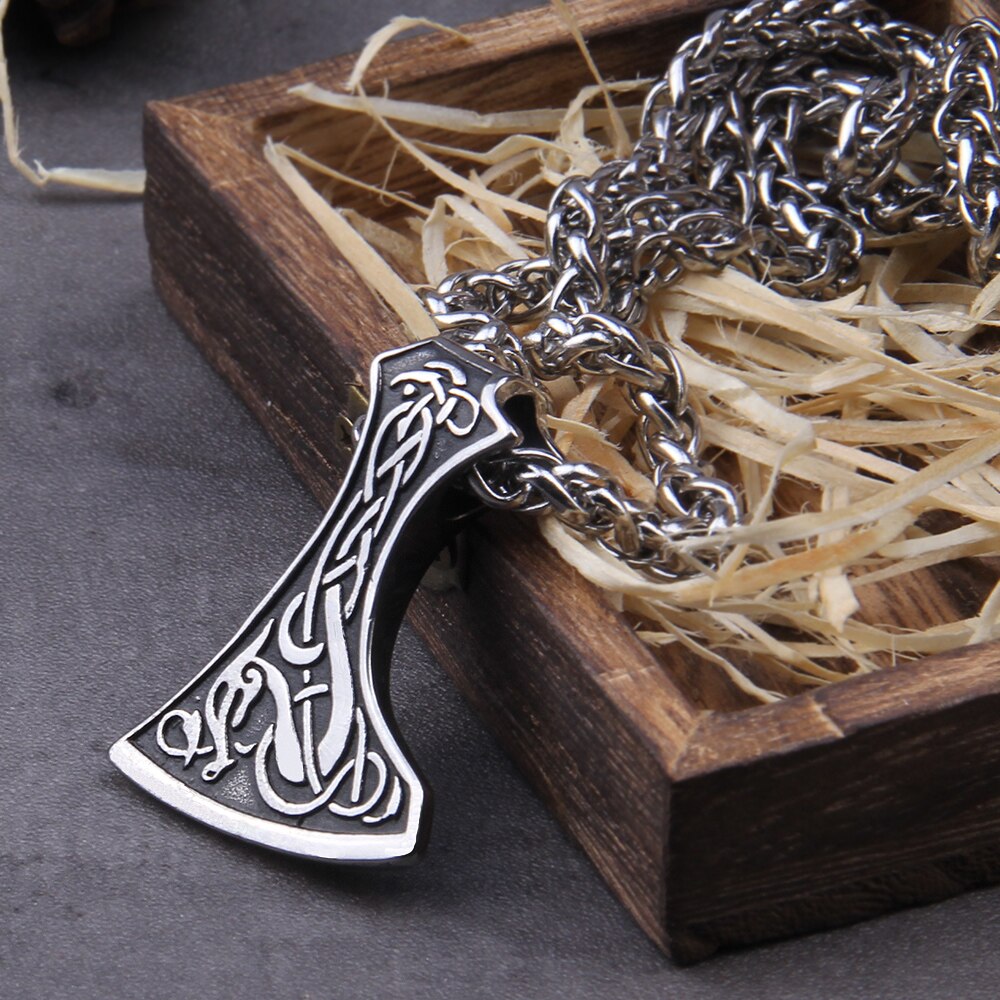 Stainless Steel Thor Hammer Viking Axe Perun Pendant Necklaces