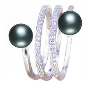 Fine Pearl Ring Jewelry Multi Row Natural Freshwater Pearl 925 Sterling Silver Big Rings