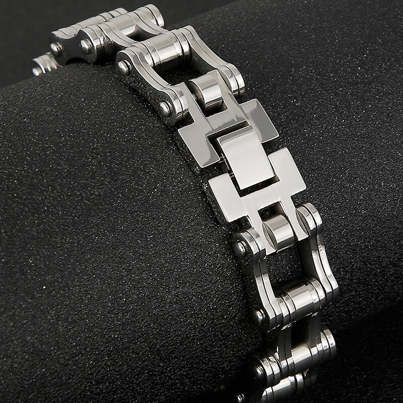 Gothic Skull Man Bracelet Men's Solid Stainless Steel Skeleton Cycling Chain Link Bracelets