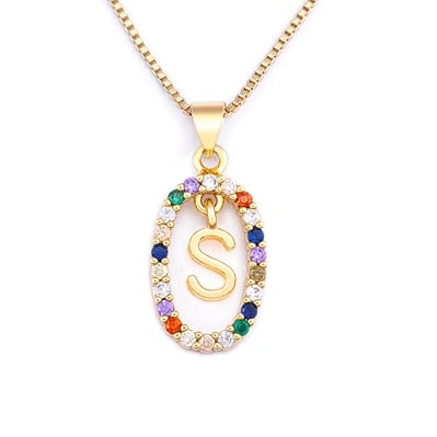 New Hot Sale Colorful 26 Letters A - Z Initial M S C K Alphabet Pendant Long Chain Necklace