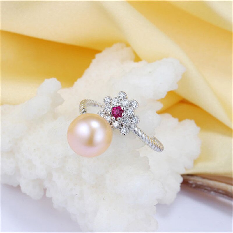 Summer New 925 Sterling Silver Rose Red Flower Finger Rings for Women