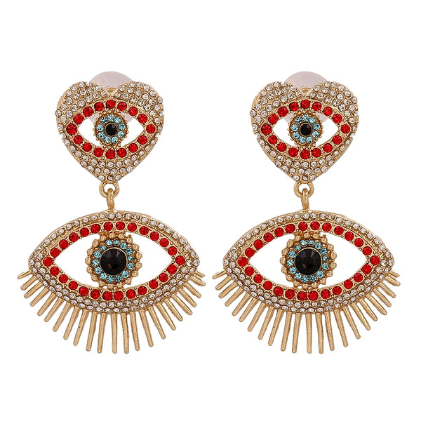 New Colorful Crystal Evil Eyes Drop Dangle Earrings