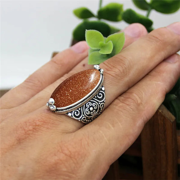 Irregular Eye Golden Sequins Stone Rings For Women Flower Band Shinning Stone Ring