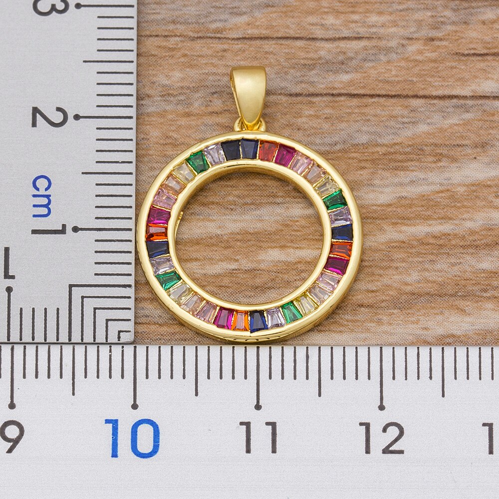 Fashion Rainbow Necklace Multicolor Pendants Charm Gold Color Jewelry Long Chain Necklace