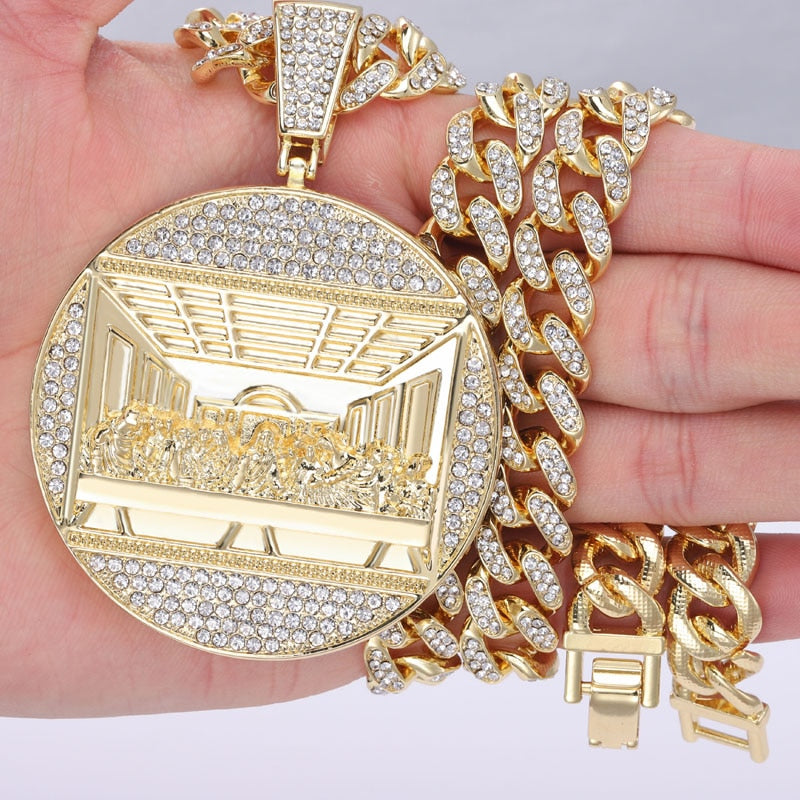 Last Supper Pendant Big Jesus Miami Cuban Chain Iced Out Bling Bling HipHop Necklaces