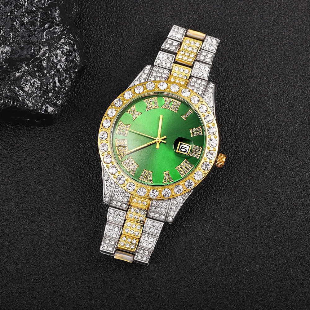 Watch For Men Luxury Iced Out Diamond Quartz Men Watches