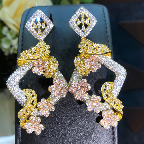 Trendy Luxury Shiny Gorgeous Earrings Trendy Cubic Zircon Indian earrings for women