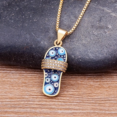 Mirco Pave CZ Rhinestone Enamel Slipper Pendant For Women