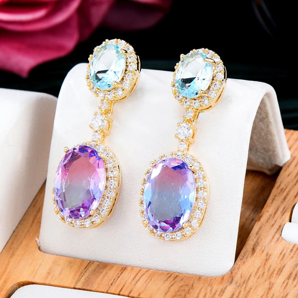 Trendy Luxury Brightly CZ Dangle Earrings For Women