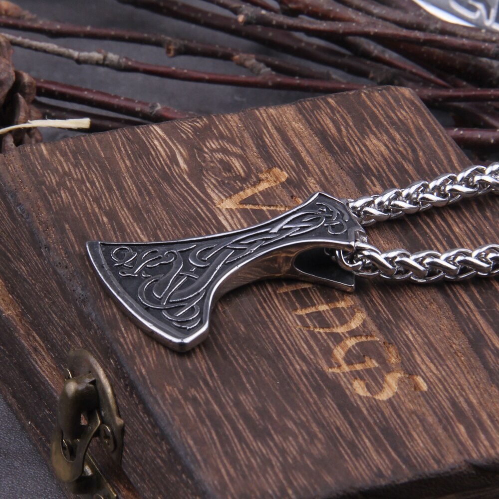 Stainless Steel Thor Hammer Viking Axe Perun Pendant Necklaces