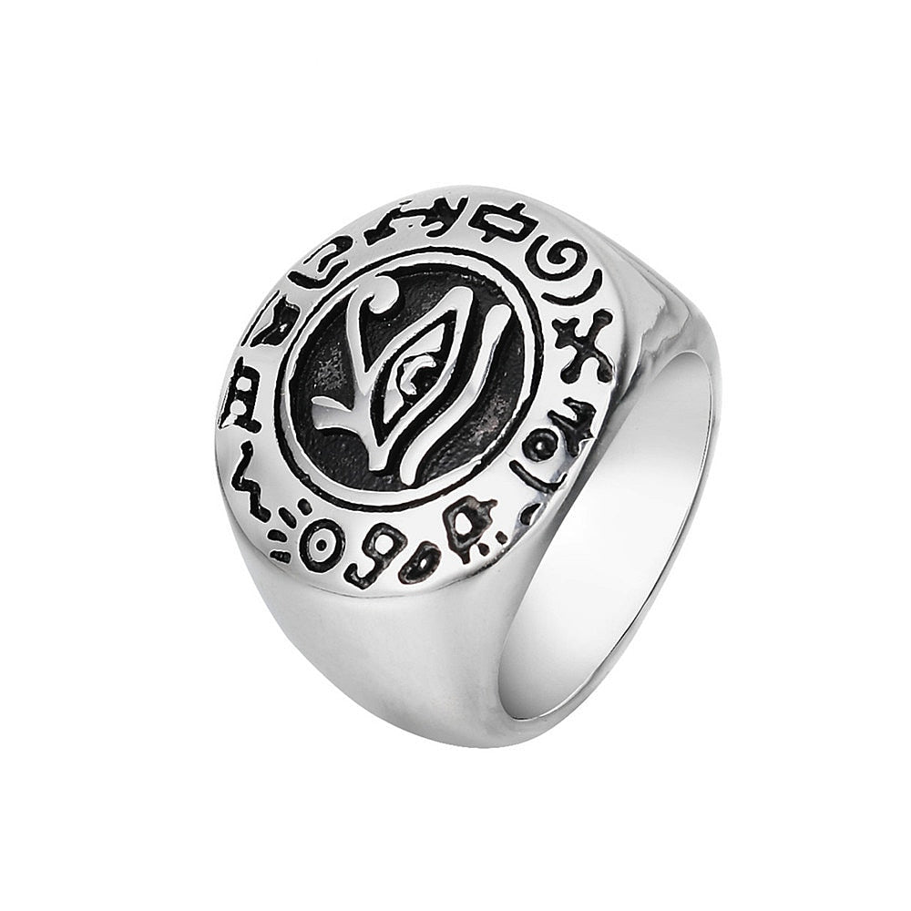 Vintage Stainless Steel Egyptian Men's Ring