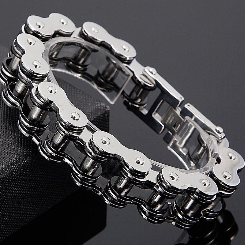 Stainless Steel Bicycle Biker Link Chain Bracelet For Men