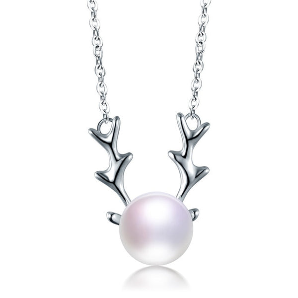 Fashion Jewelry 925 Sterling Silver Zircon Deer Head Pendant Necklace