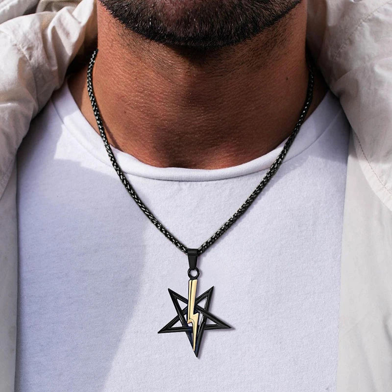 PENTAGRAM WITH LIGHTNING BOLT PENDANT