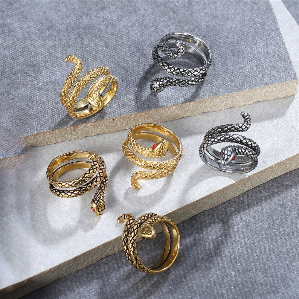 Men's Simple Stainless Steel Snake Rings For Men