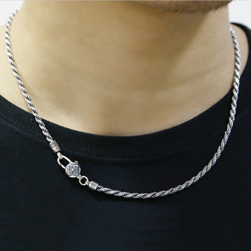 Unibabe 3.5mm Thick 925 Sterling Silver Jewelry Thai Silver Necklace