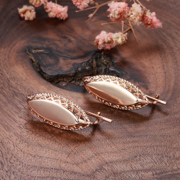 New 585 Rose Gold Vintage Glossy Earrings