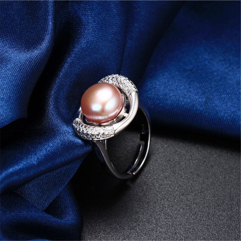 Elliptical hollow 10-11mm AAAA natural freshwater pearl ring for women gift