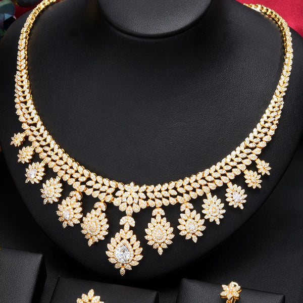 Leaf Charms 4Pcs  Luxury Nigerian Jewelry Set For Women