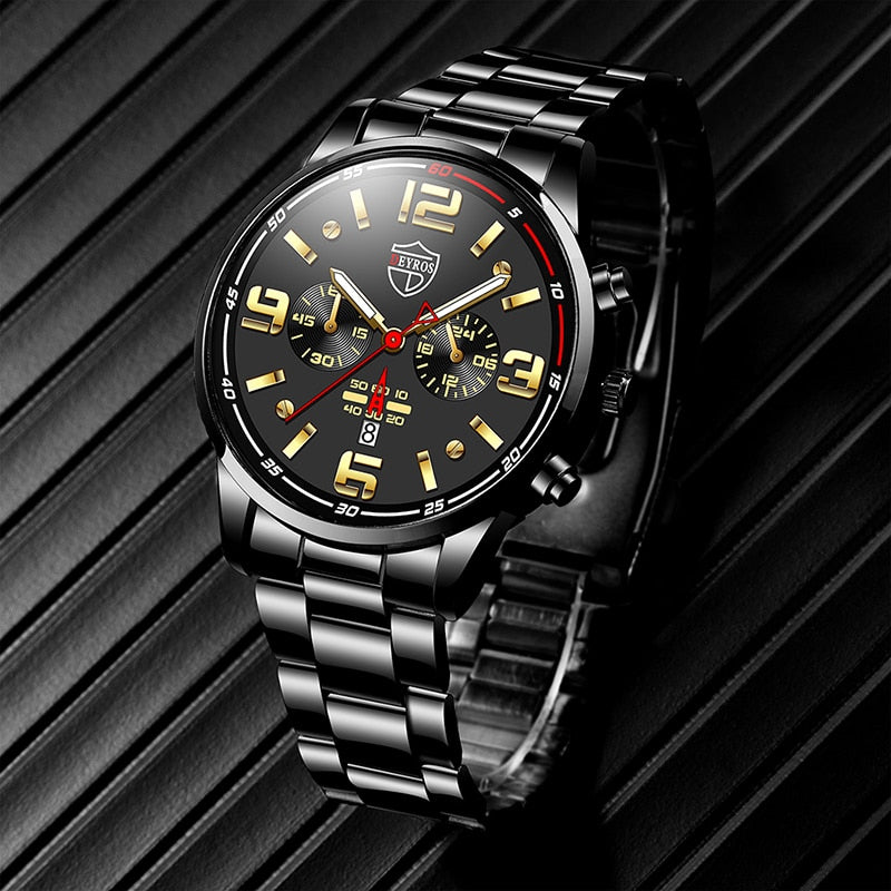 Watches for Men Business Luxury Stainless Steel Quartz Wristwatch