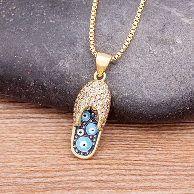 Mirco Pave CZ Rhinestone Enamel Slipper Pendant For Women