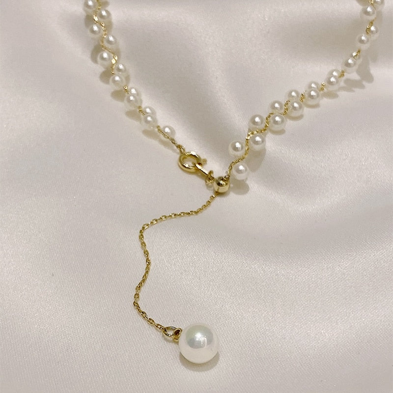 Korean Elegant Pearl Beads Choker Necklace For Women