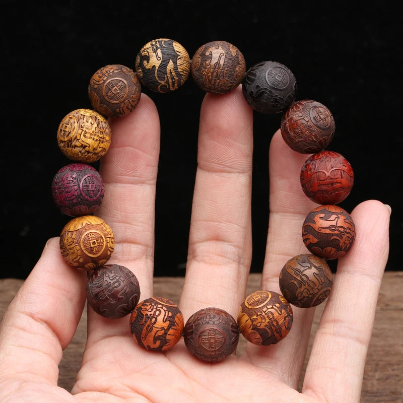 Natural Multicolor Wooden Bracelet Men's 20mm Elastic Bracelet Wooden Bead