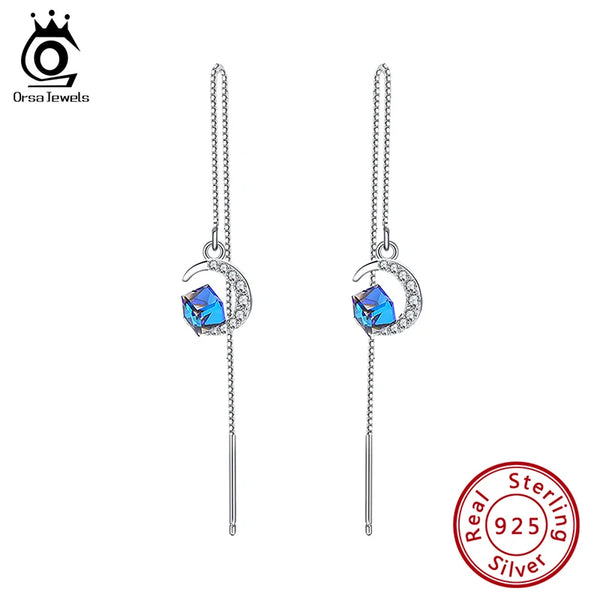 Cubic Crystal Drop Earrings 2021 Fashion Hanging Women 925 Silver Earrings